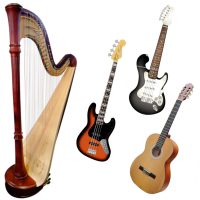 Zupfinstrumente Gitarre E-Gitarre E-Bass Harfe